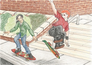 Jiang And Robin Skating By Riha